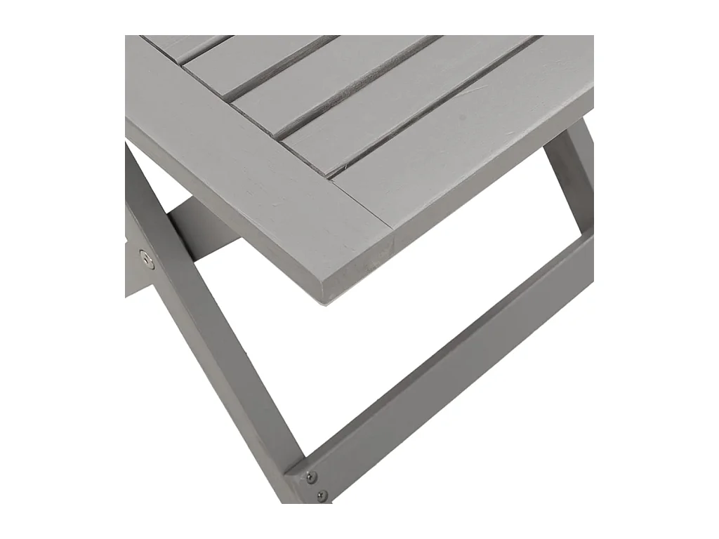 Lettino Prendisole con Tavolino Grigio Legno Massello di Acacia
