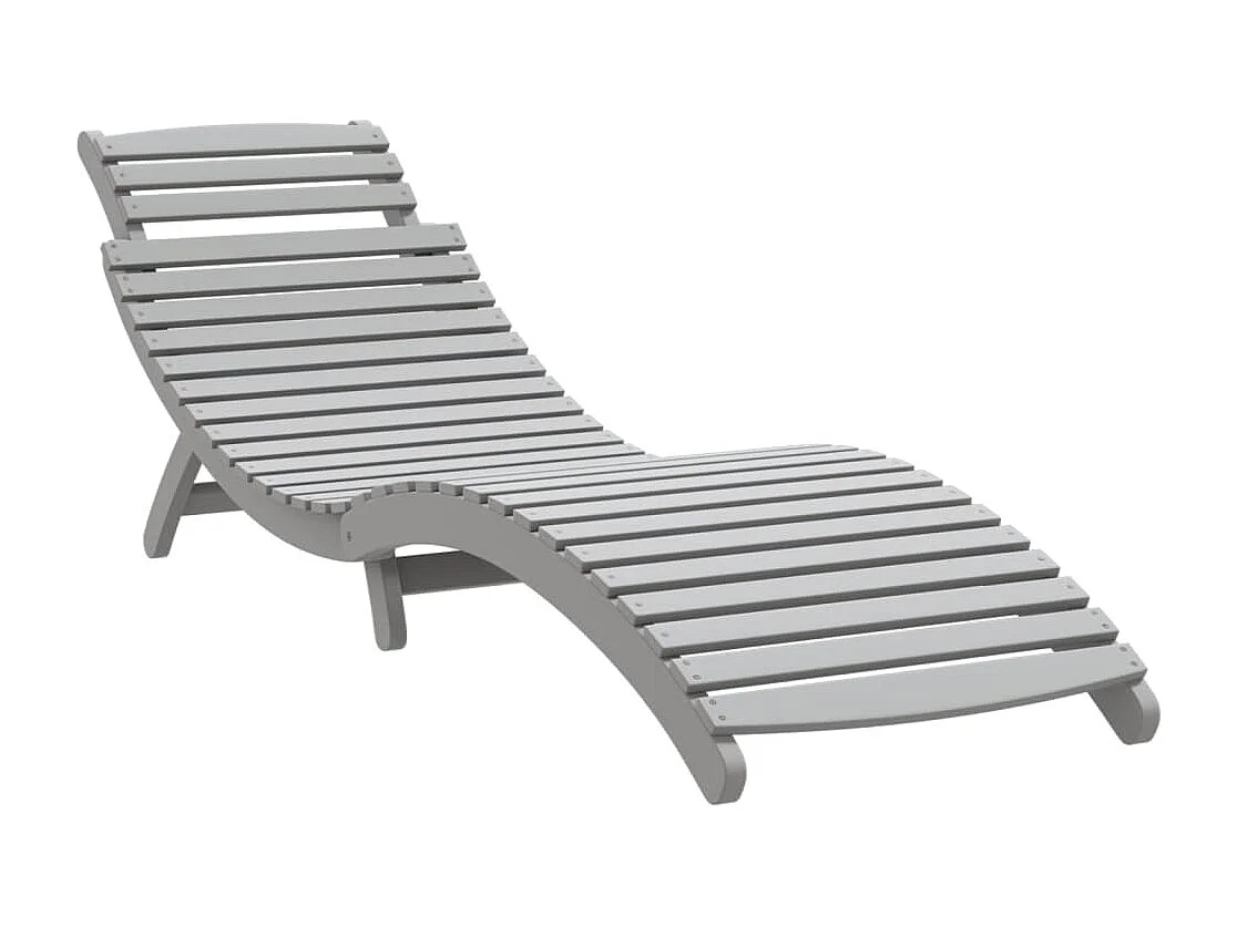 Espreguiçadeira com mesa madeira de acácia maciça cinzento