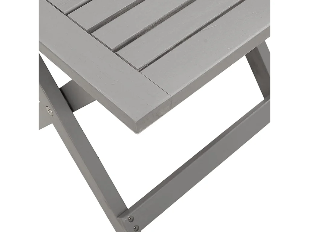 Lettino Prendisole con Tavolino Grigio Legno Massello di Acacia