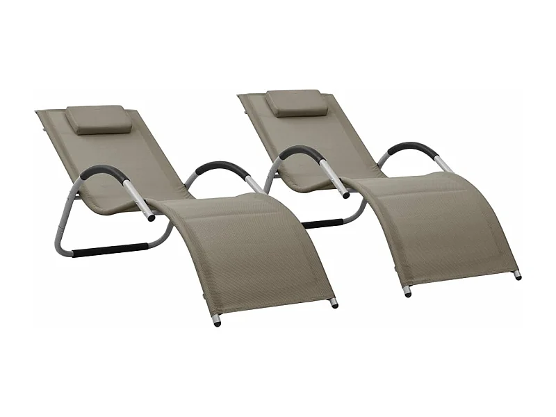 Ligbedden 2 st textileen taupe en grijs