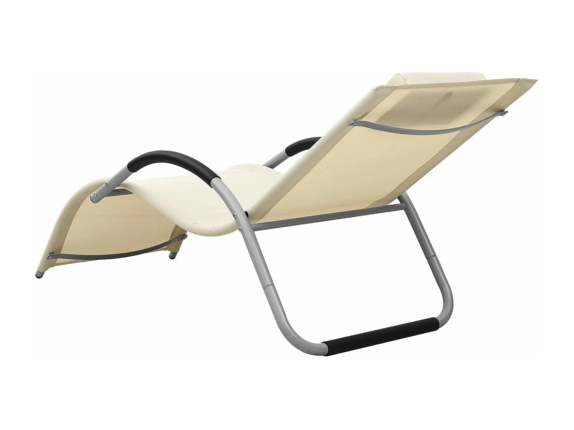 Chaises longues textilène lot de 2 crème et gris