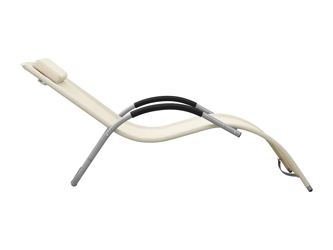 Espreguiçadeiras 2 pcs textilene cor creme e cinzento