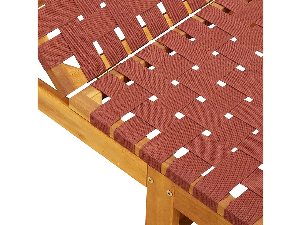 Chaises longues lot de 2 rouge bois d'acacia solide et tissu