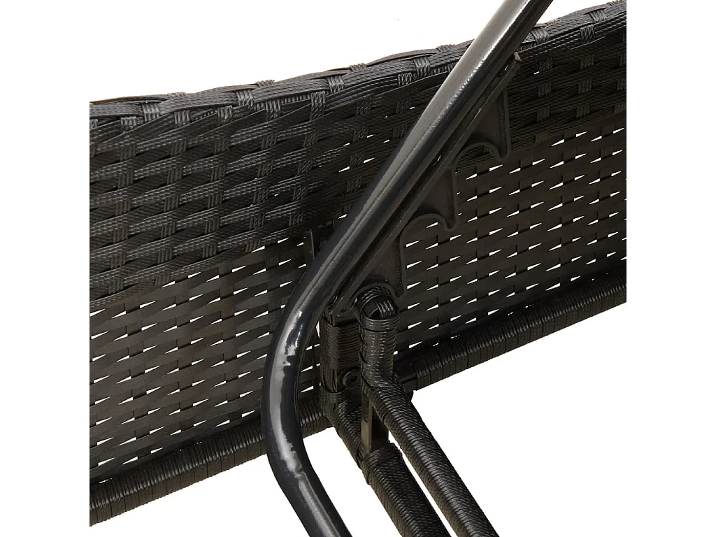 Chaise longue avec coussin noir 60x205x73 cm résine tressée