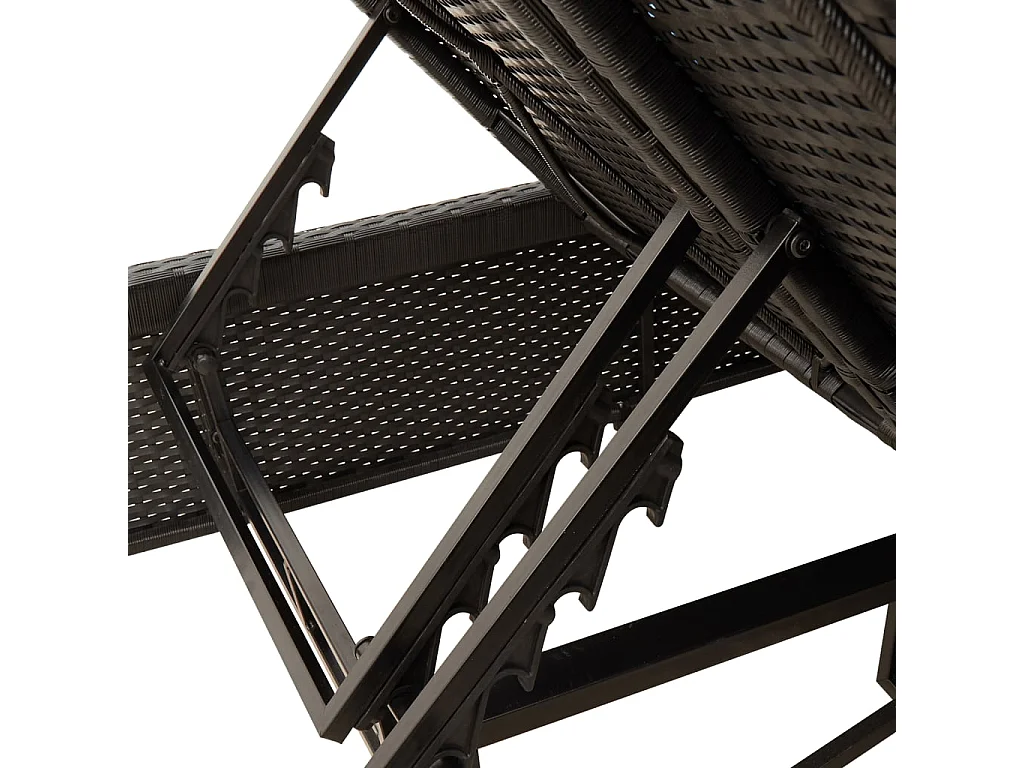 Chaise longue double avec coussins noir résine tressée