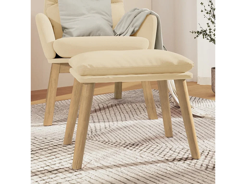 Repose-pied Blanc crème 45x29,5x35 cm Velours
