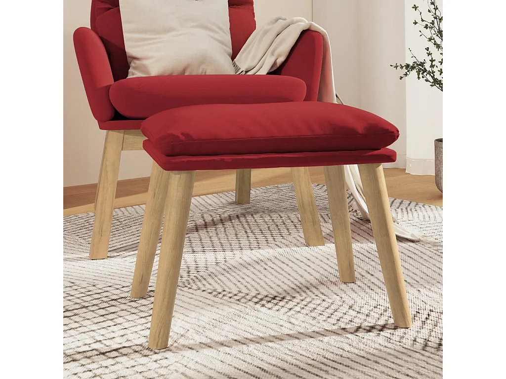 Czerwony Puf z Weluru Bordeaux 45x29,5x35 cm Nowoczesny Design