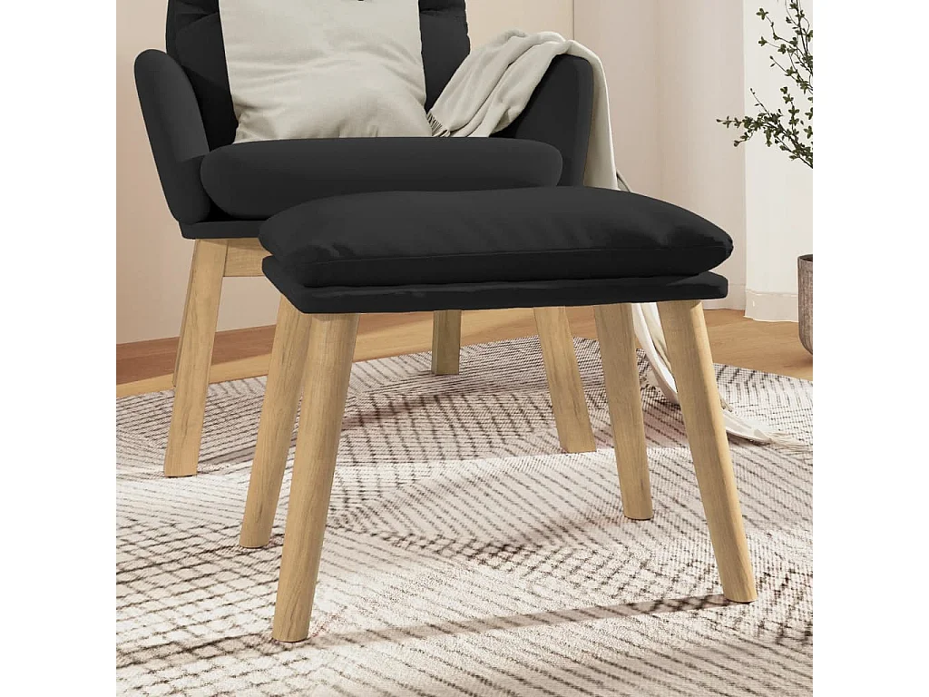 Repose-pied Noir 45x29,5x35 cm Velours