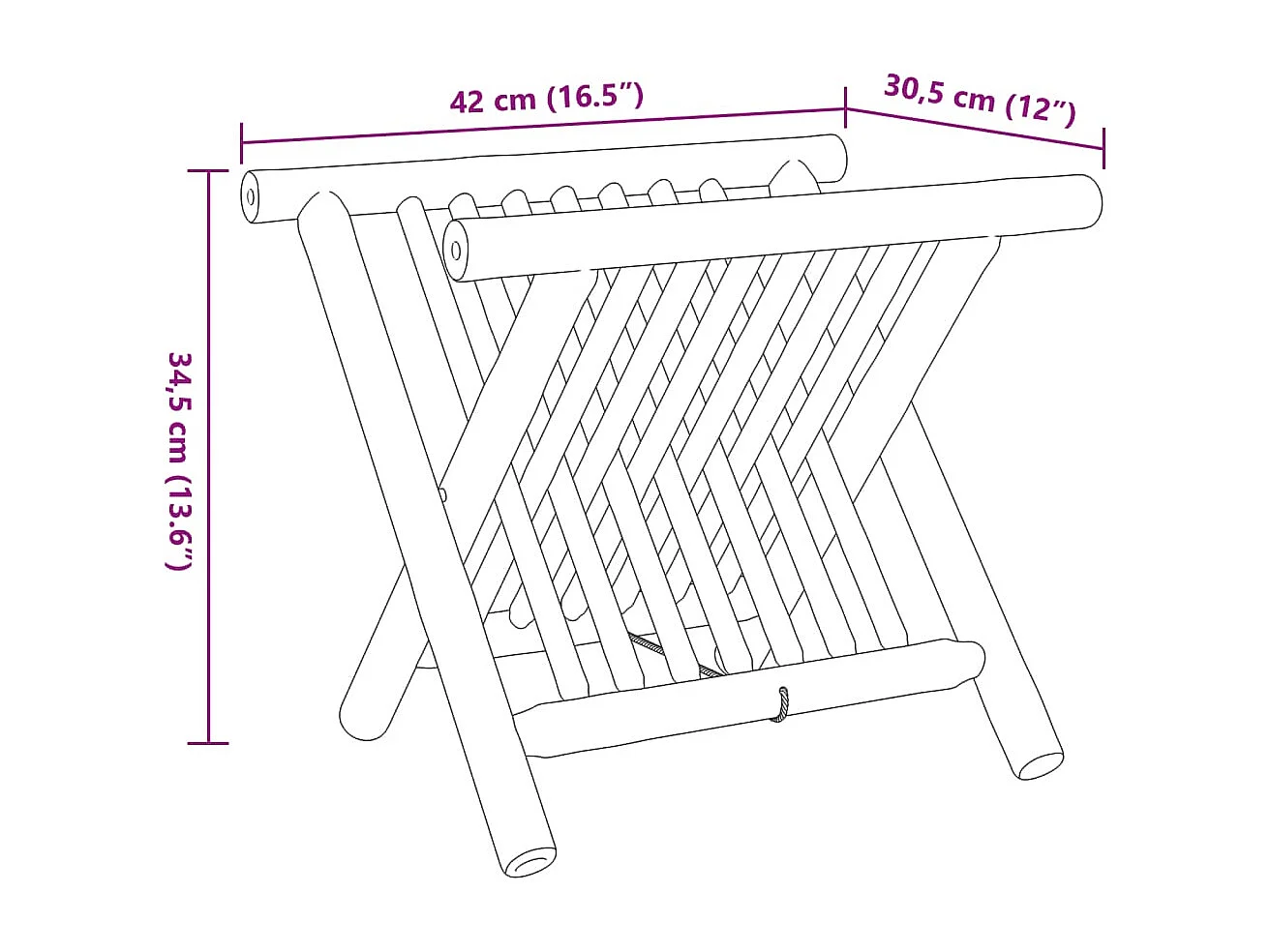 Suporte de revistas 42x30,5x34,5 cm bambu