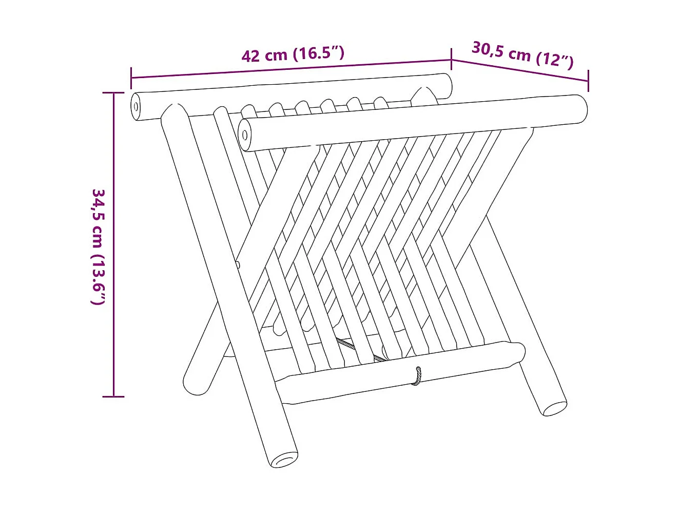 Porte-revue 42x30,5x34,5 cm bambou