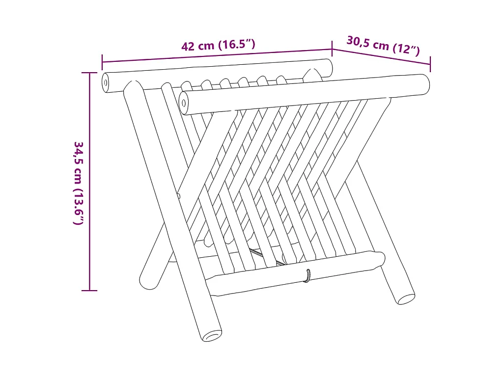 Porte-revue 42x30,5x34,5 cm bambou