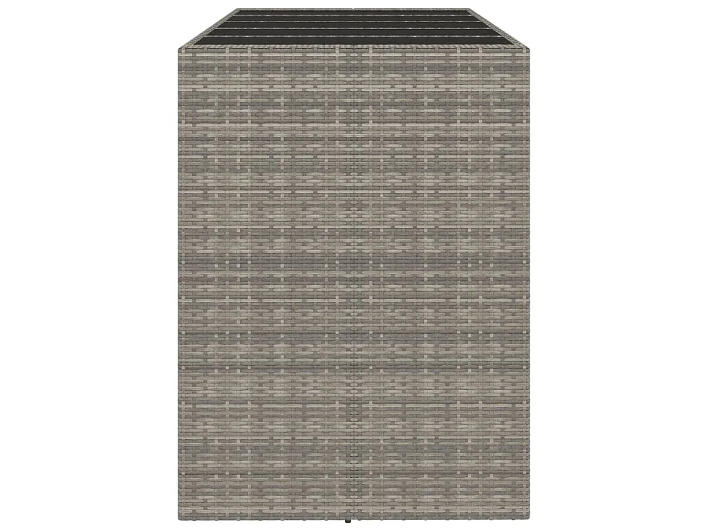 Mesa de bar com tampo de vidro 185x80x110 cm vime PE cinzento