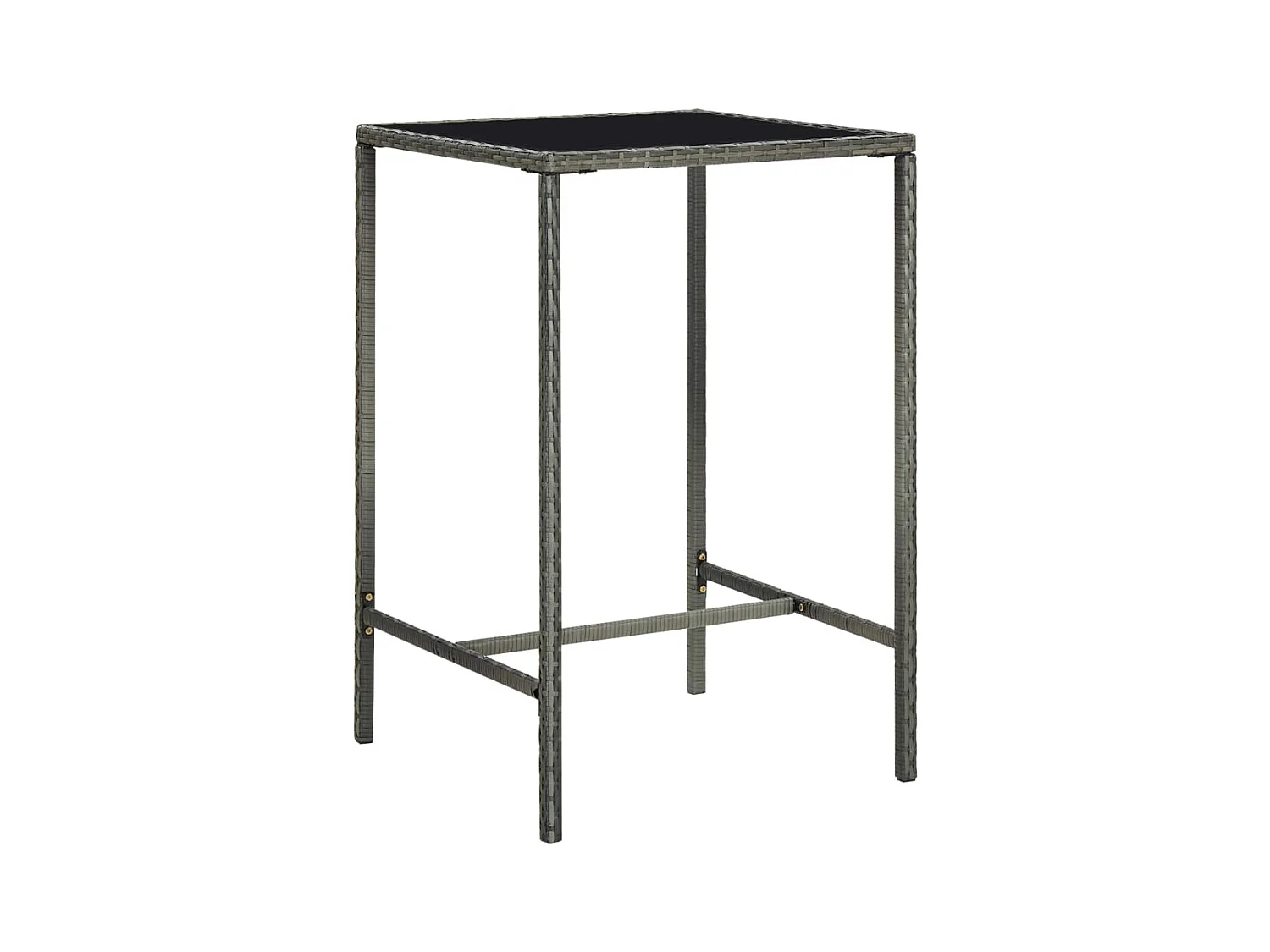 Table de bar de jardin Gris 70x70x110cm Résine tressée et verre