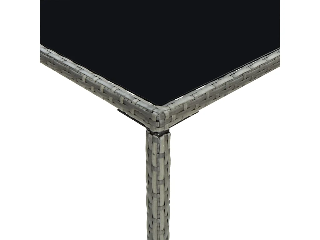 Garten-Bartisch Grau 70x70x110 cm Poly Rattan und Glas