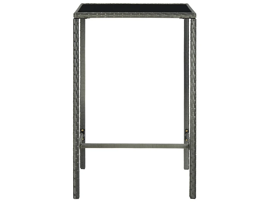Tavolo da Bar da Giardino Grigio 70x70x110 cm Polyrattan Vetro