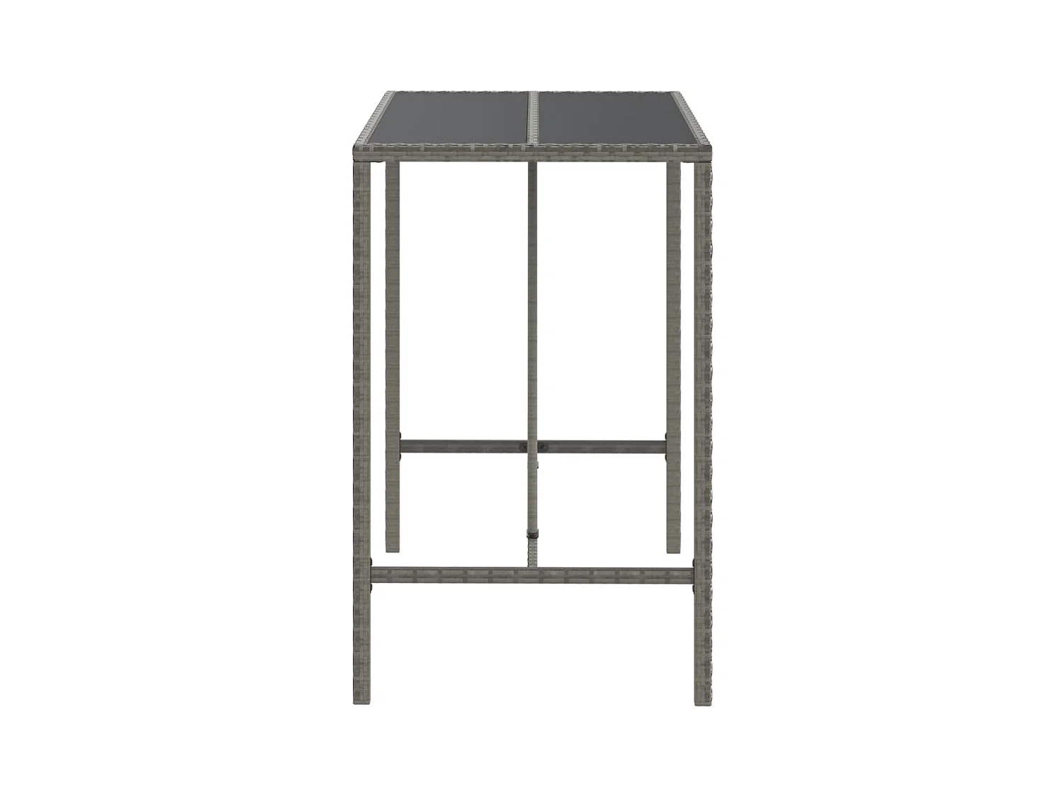Bartisch mit Glasplatte Grau 110x70x110 cm Poly Rattan