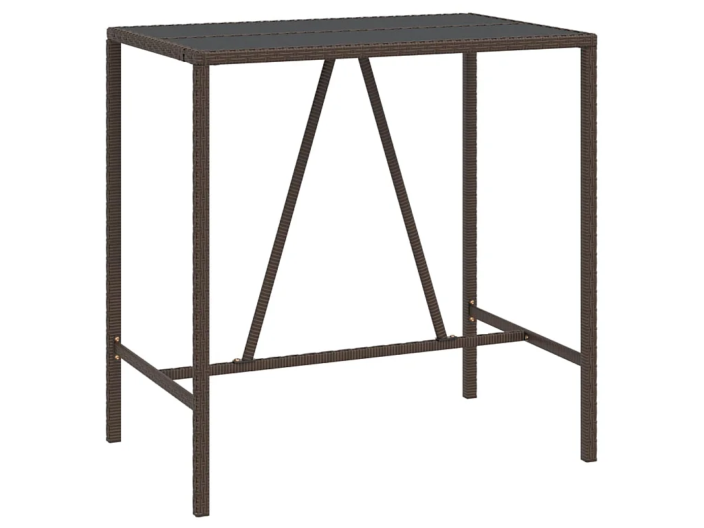 Mesa de bar com tampo de vidro 110x70x110 cm vime PE castanho
