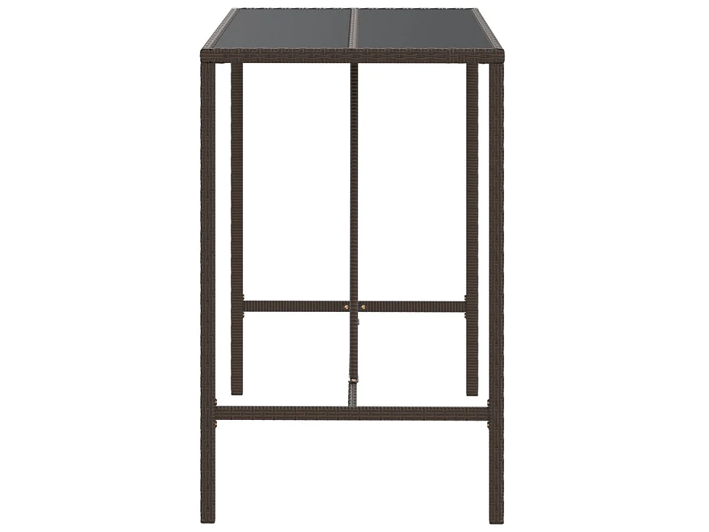 Mesa de bar com tampo de vidro 110x70x110 cm vime PE castanho