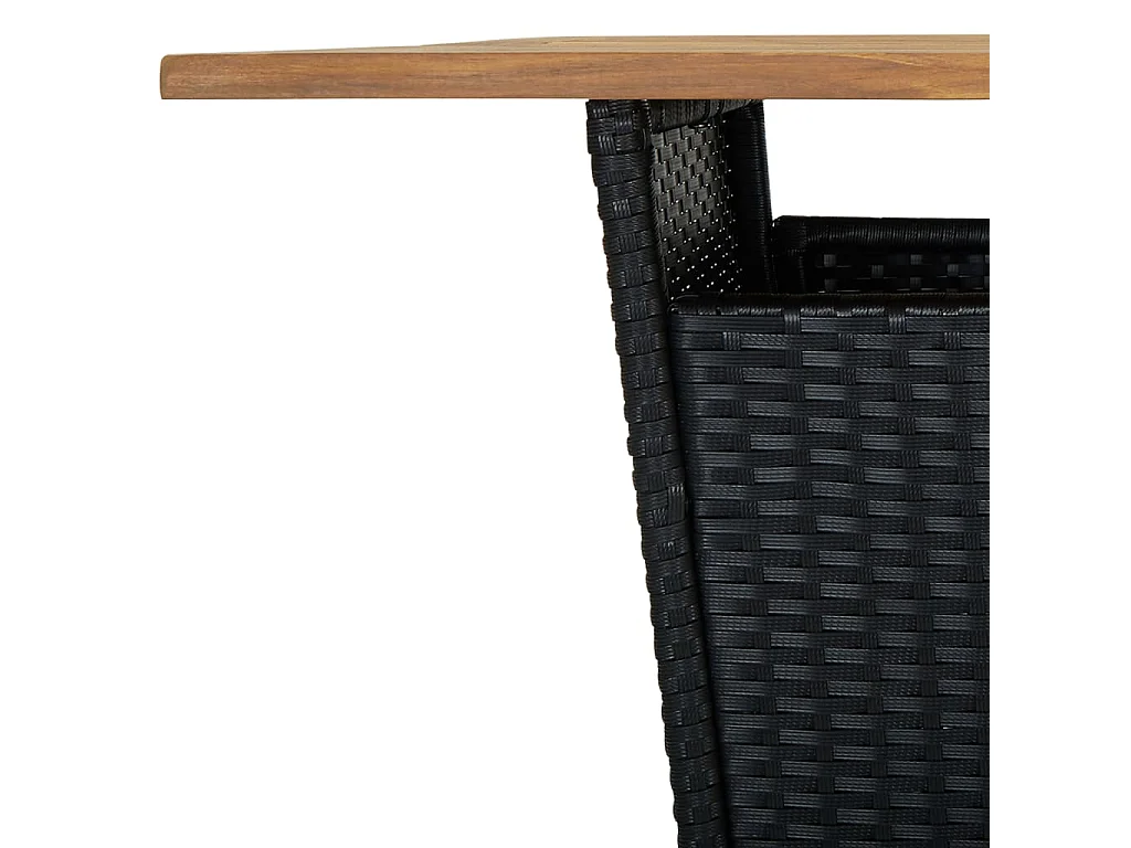 Tavolino da Tè Nero 80x80x110 cm Polyrattan e Massello Acacia