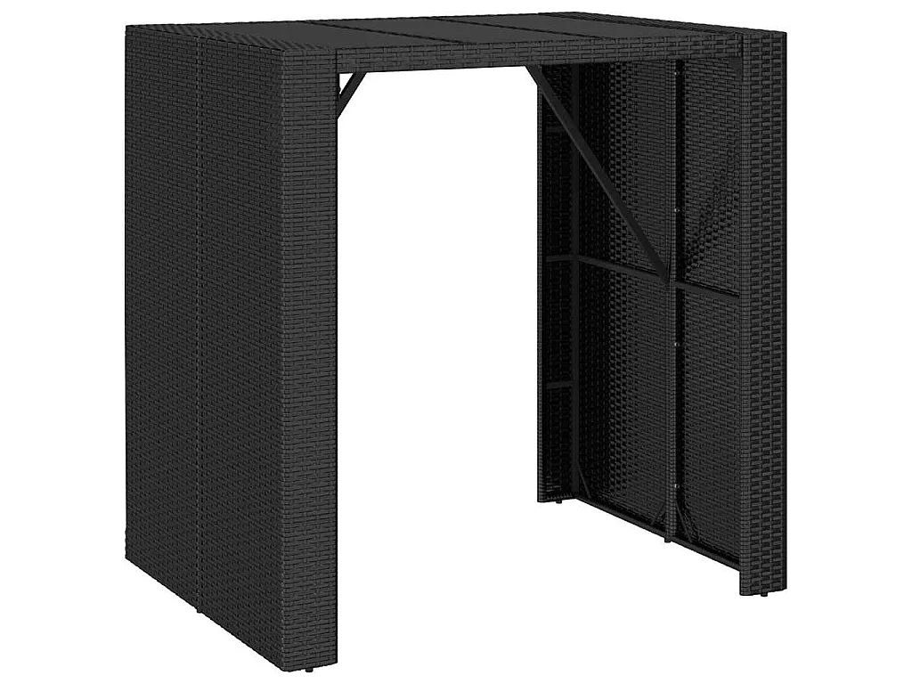 Tavolo Bar con Piano in Vetro Nero 105x80x110 cm Polyrattan