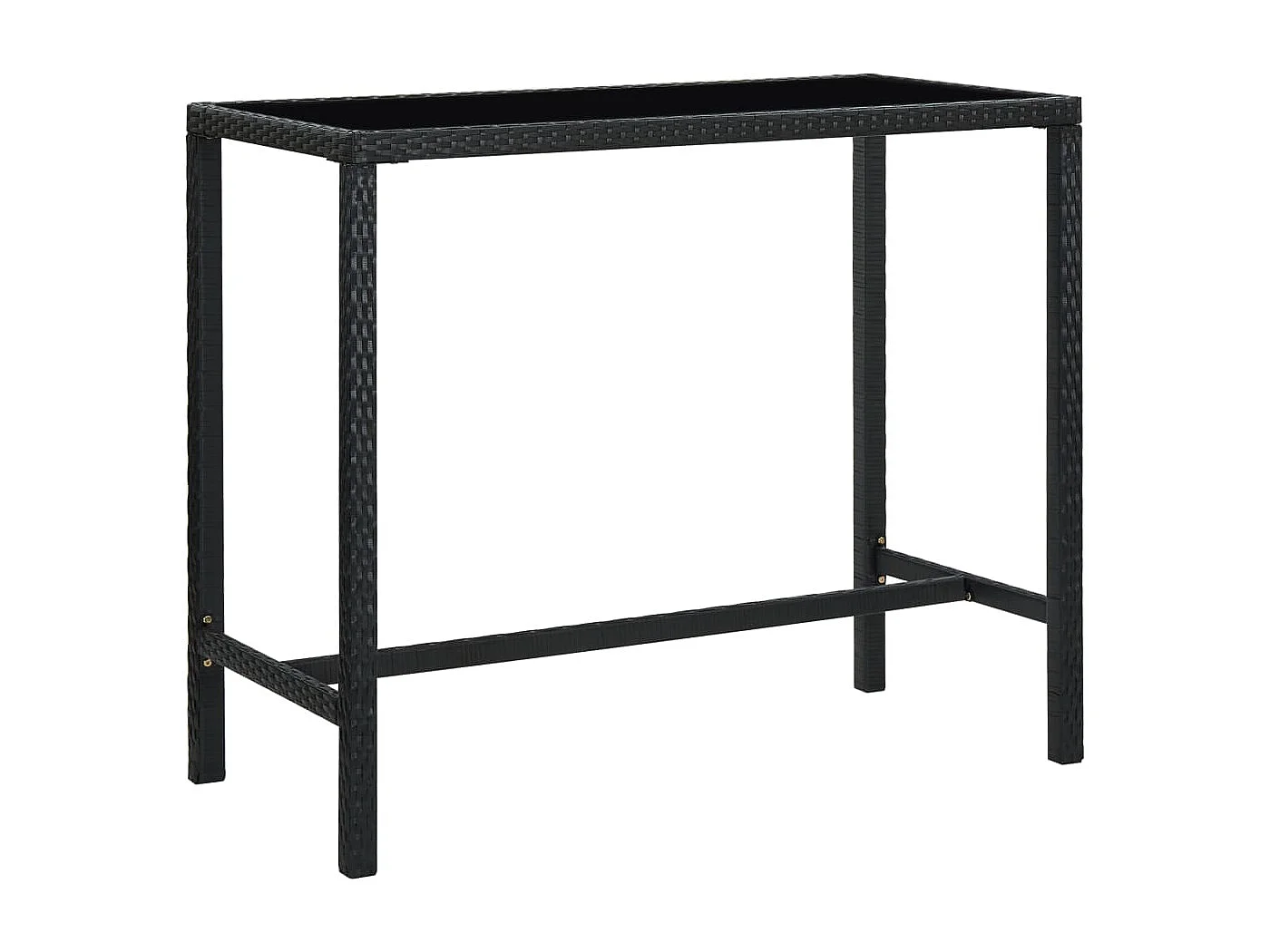 Table bar de jardin Noir 130x60x110 cm Résine tressée et verre