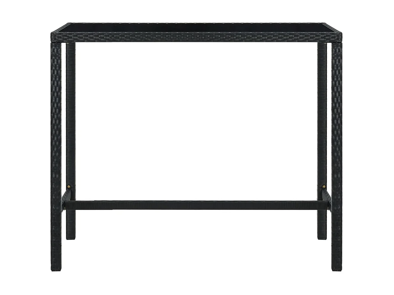 Table bar de jardin Noir 130x60x110 cm Résine tressée et verre