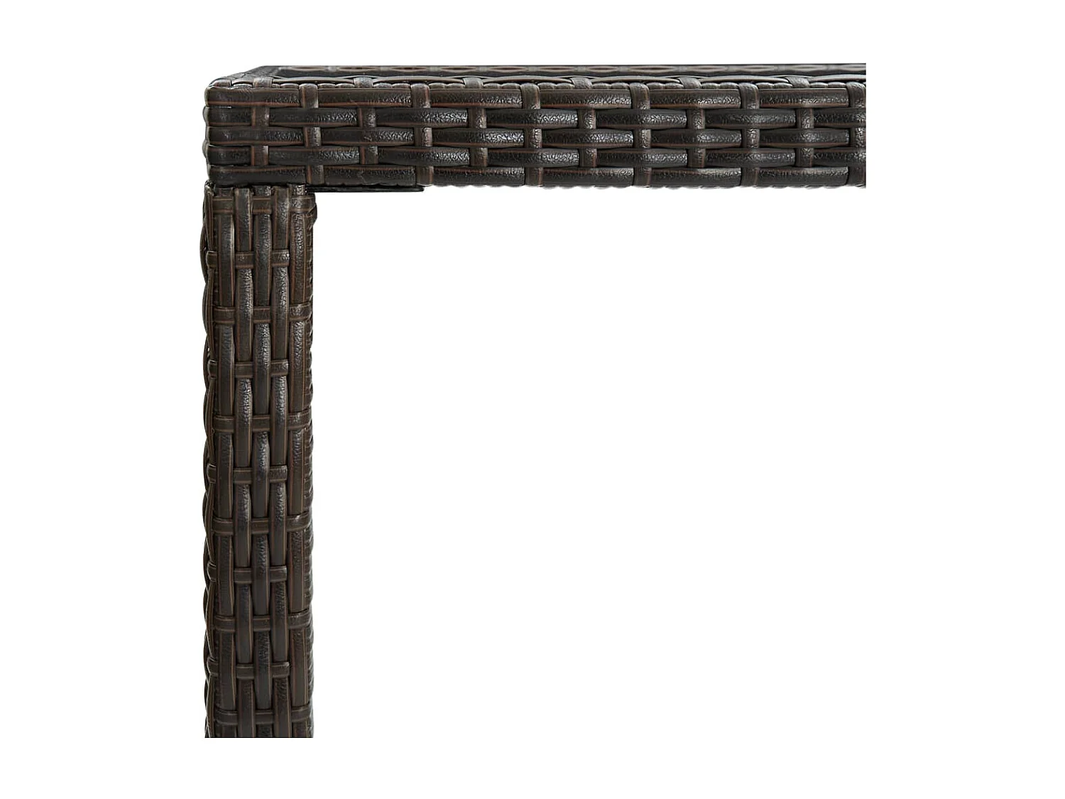 Tavolo da Bar per Esterni Marrone 130x60x110cm Polyrattan Vetro