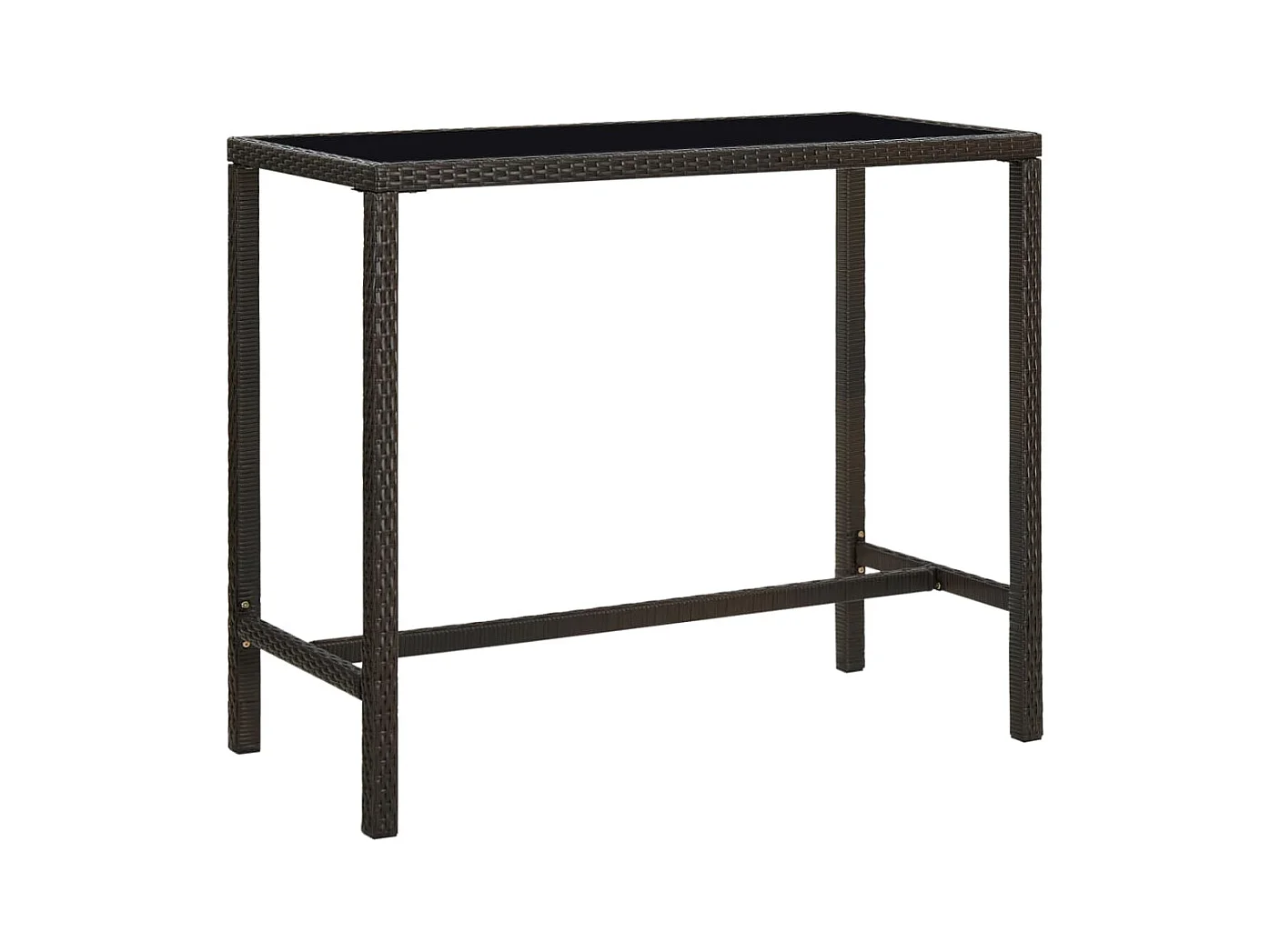 Table de bar de jardin Marron 130x60x110cm Résine tressée verre