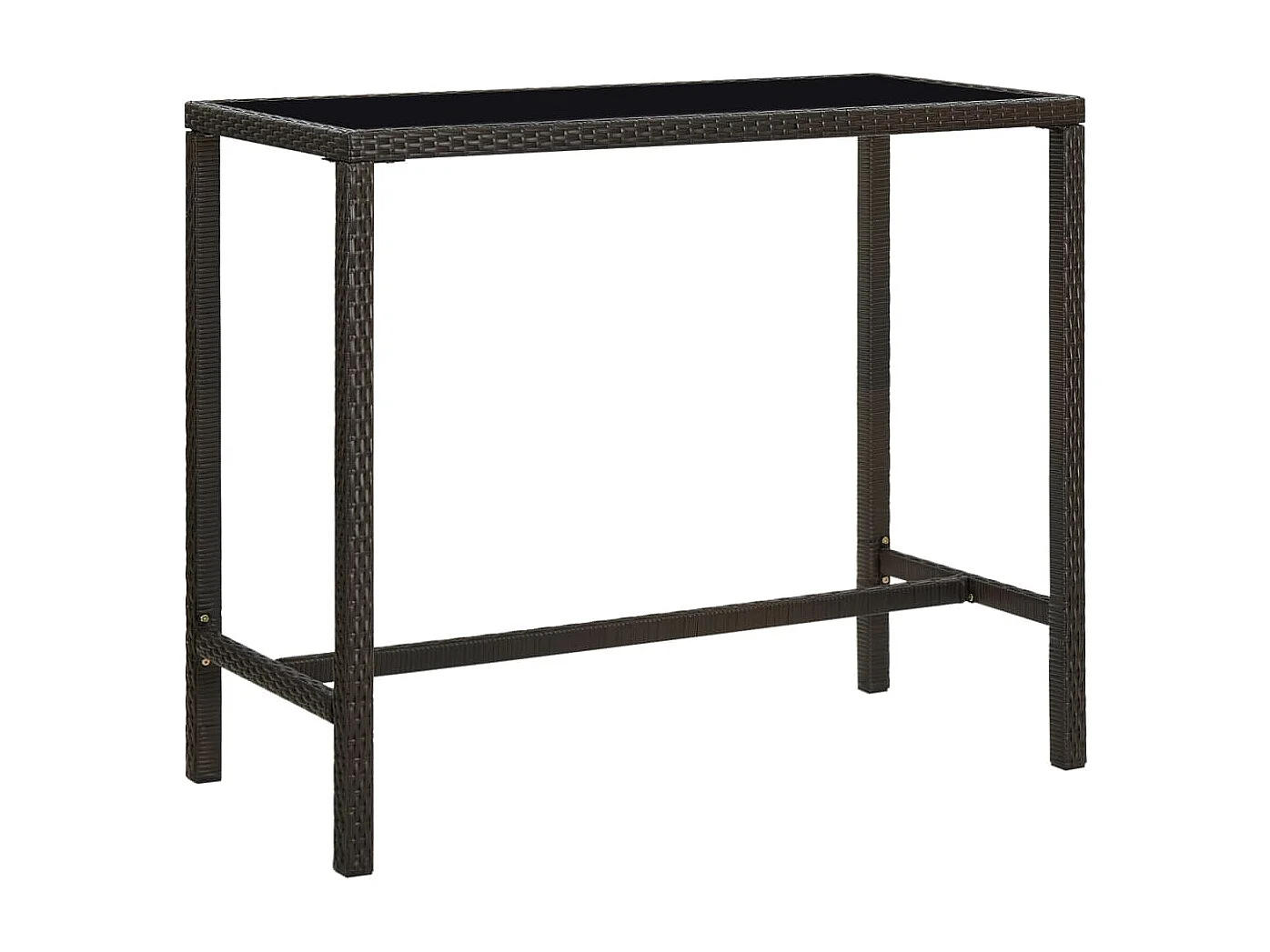 Garten-Bartisch Braun 130x60x110 cm Poly Rattan und Glas