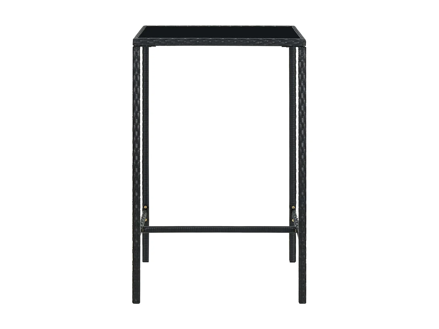 Garten-Bartisch Schwarz 70x70x110 cm Poly Rattan und Glas