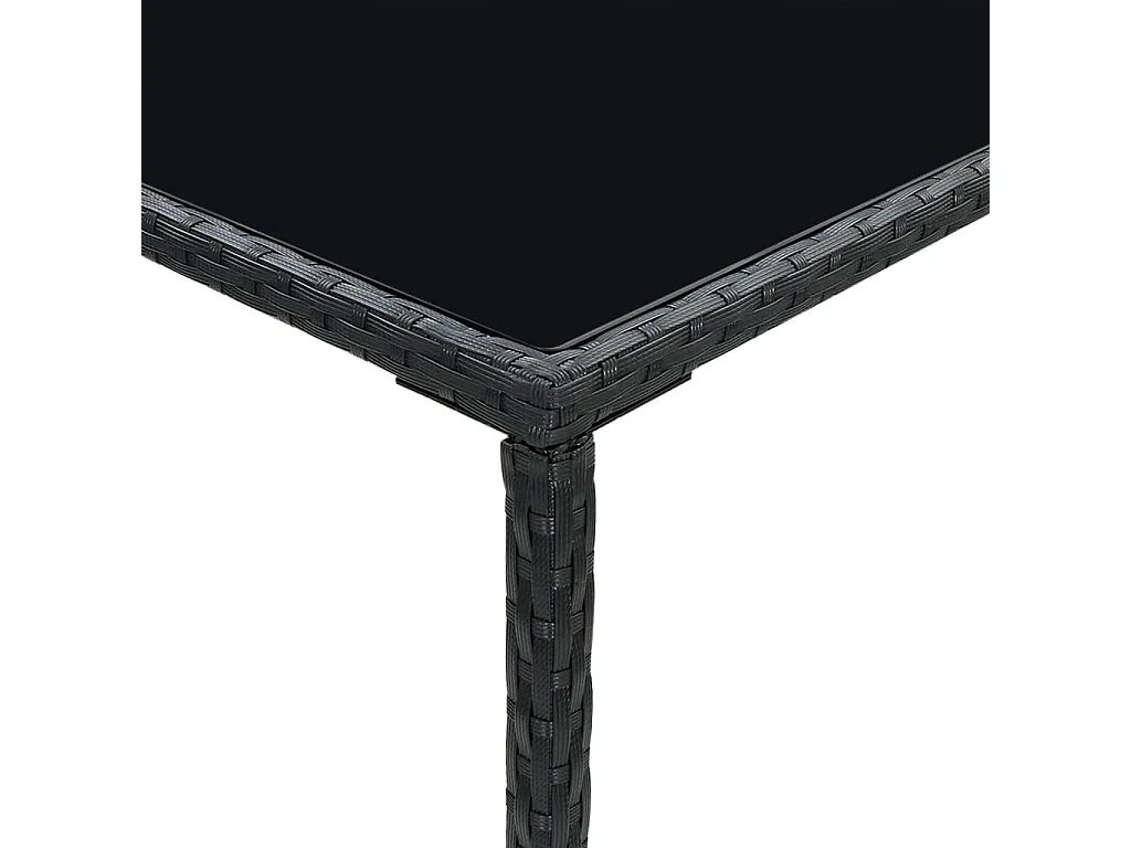 Garten-Bartisch Schwarz 70x70x110 cm Poly Rattan und Glas