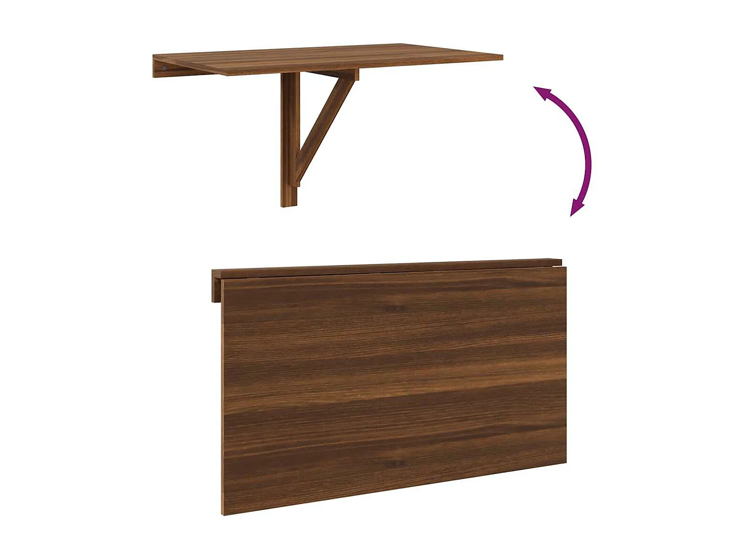 Wandtafel inklapbaar 100x60x56 cm bewerkt hout bruineiken