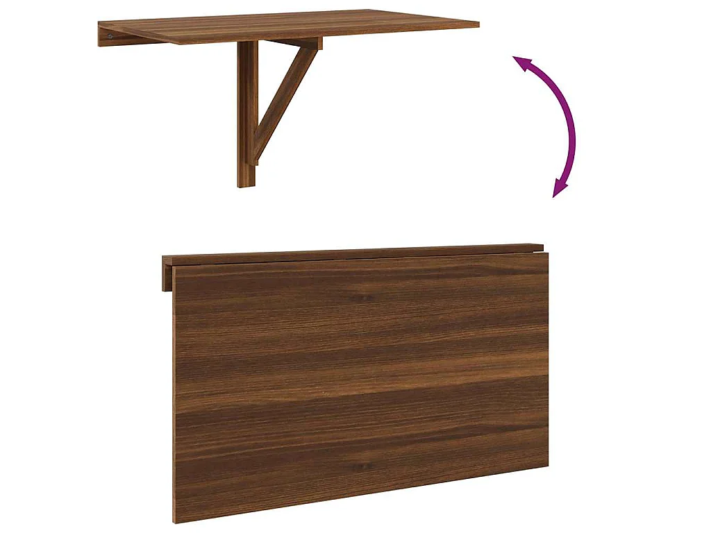 Wandtafel inklapbaar 100x60x56 cm bewerkt hout bruineiken