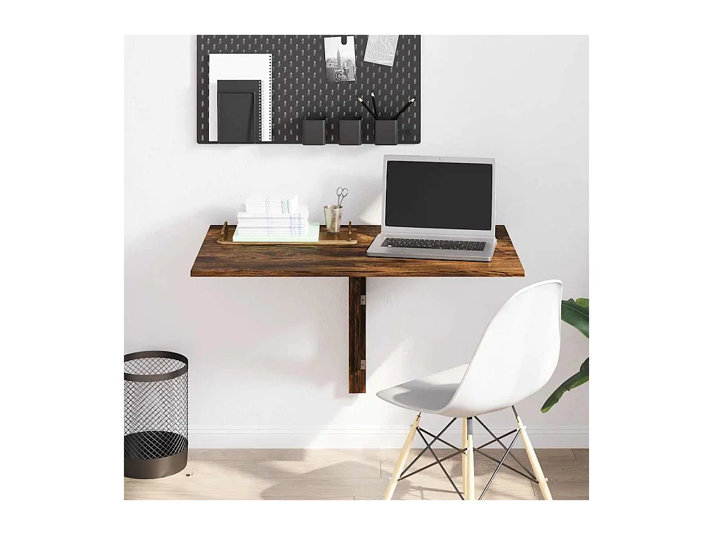 Table murale pliable Chêne fumé 100x60x56 cm Bois d'ingénierie