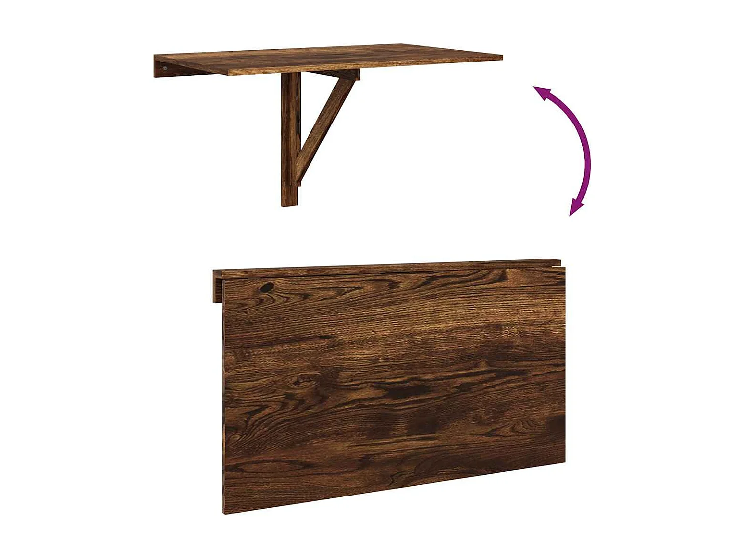 Tavolino Parete Pieghevole Rovere Fumo 100x60x56 cm Multistrato