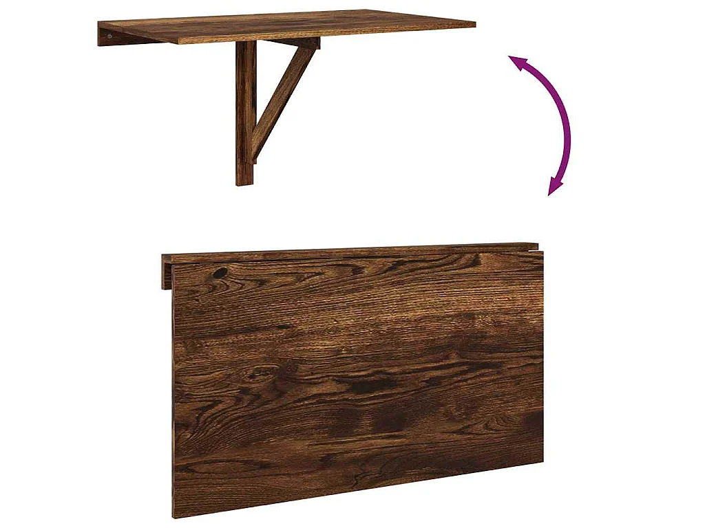 Wandtafel inklapbaar 100x60x56 cm bewerkt hout gerookt eiken