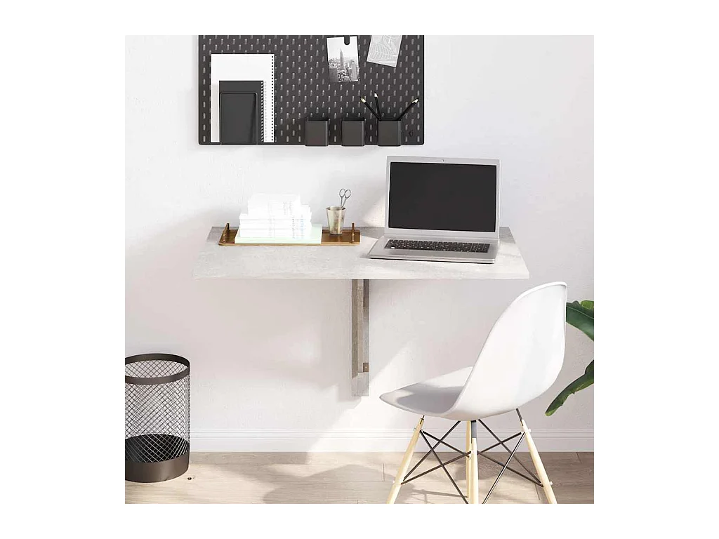 Table murale pliable Gris béton 100x60x56 cm Bois d'ingénierie