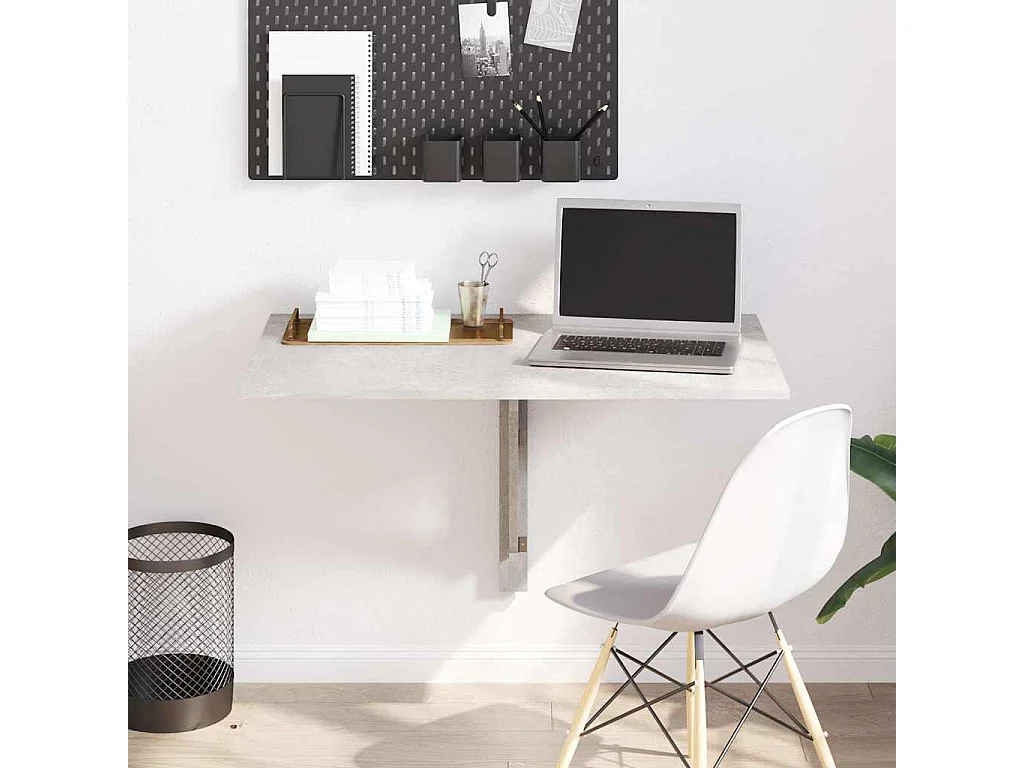 Table murale pliable Gris béton 100x60x56 cm Bois d'ingénierie