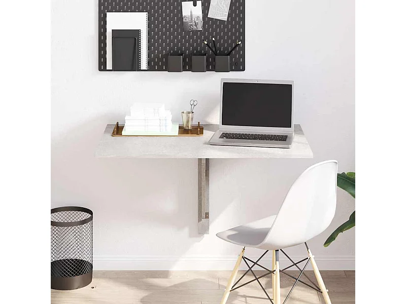 Tavolino Muro Pieghevole Grigio Cemento 100x60x56cm Multistrato