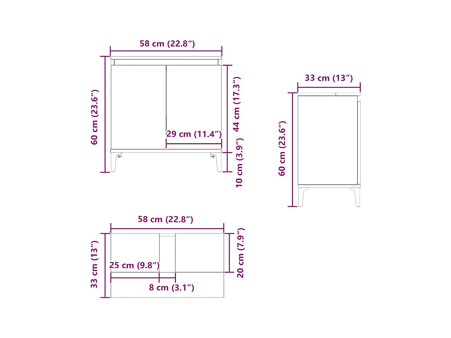 Wastafelkast 58x33x60 cm bewerkt hout sonoma eikenkleurig