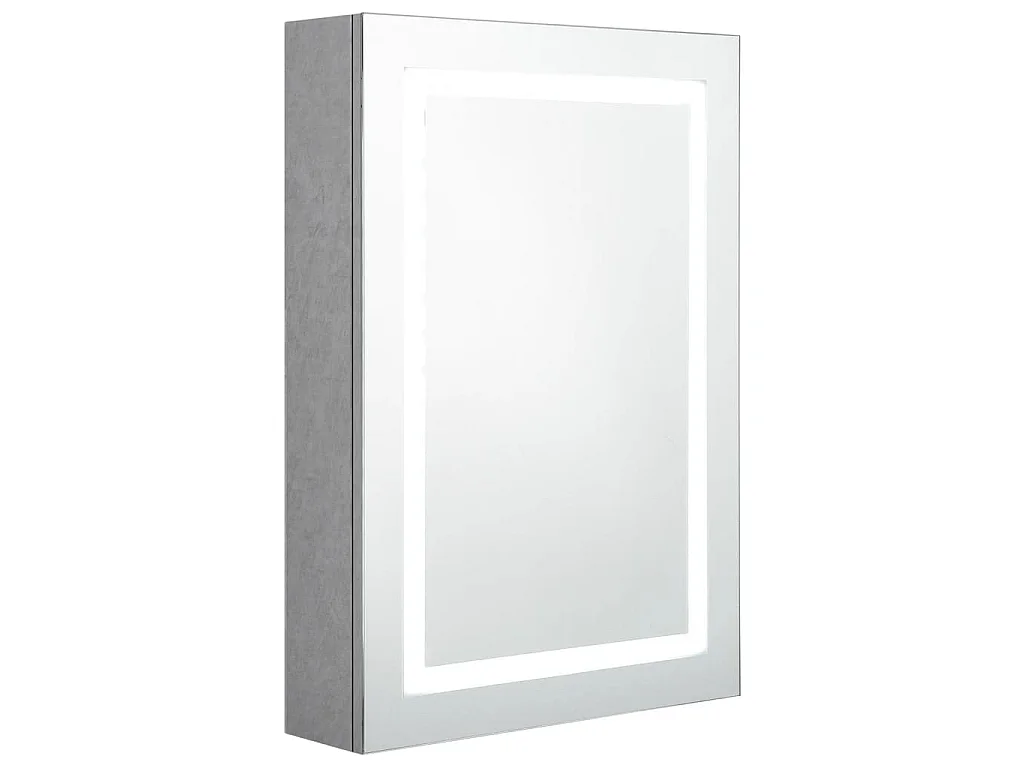 Armadietto Bagno con Specchio e LED Grigio Cemento 50x13x70 cm