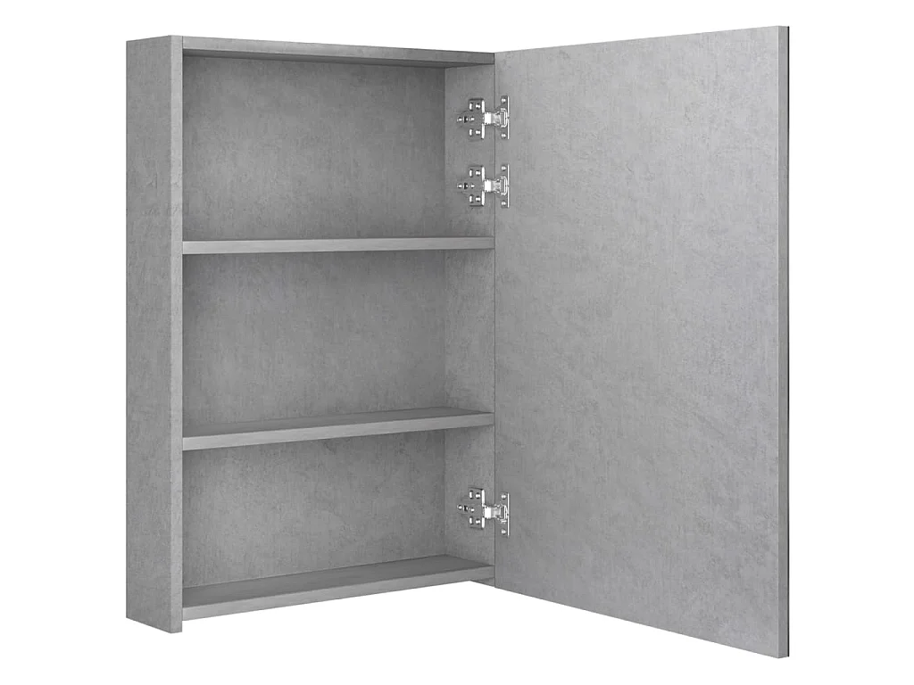 Armadietto Bagno con Specchio e LED Grigio Cemento 50x13x70 cm