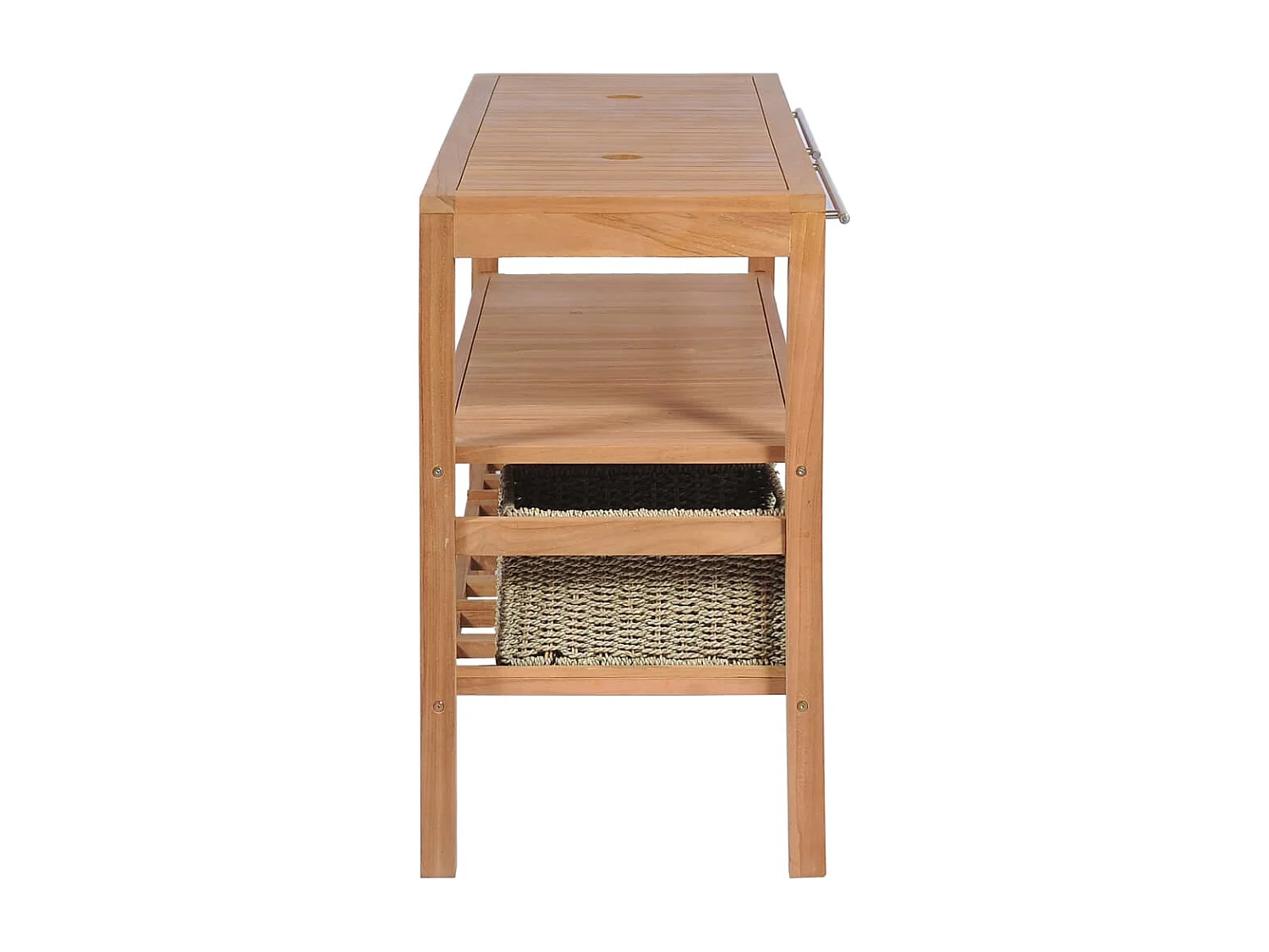 Móvel lavatório c/ 4 cestos casa banho teca maciça 132x45x75 cm