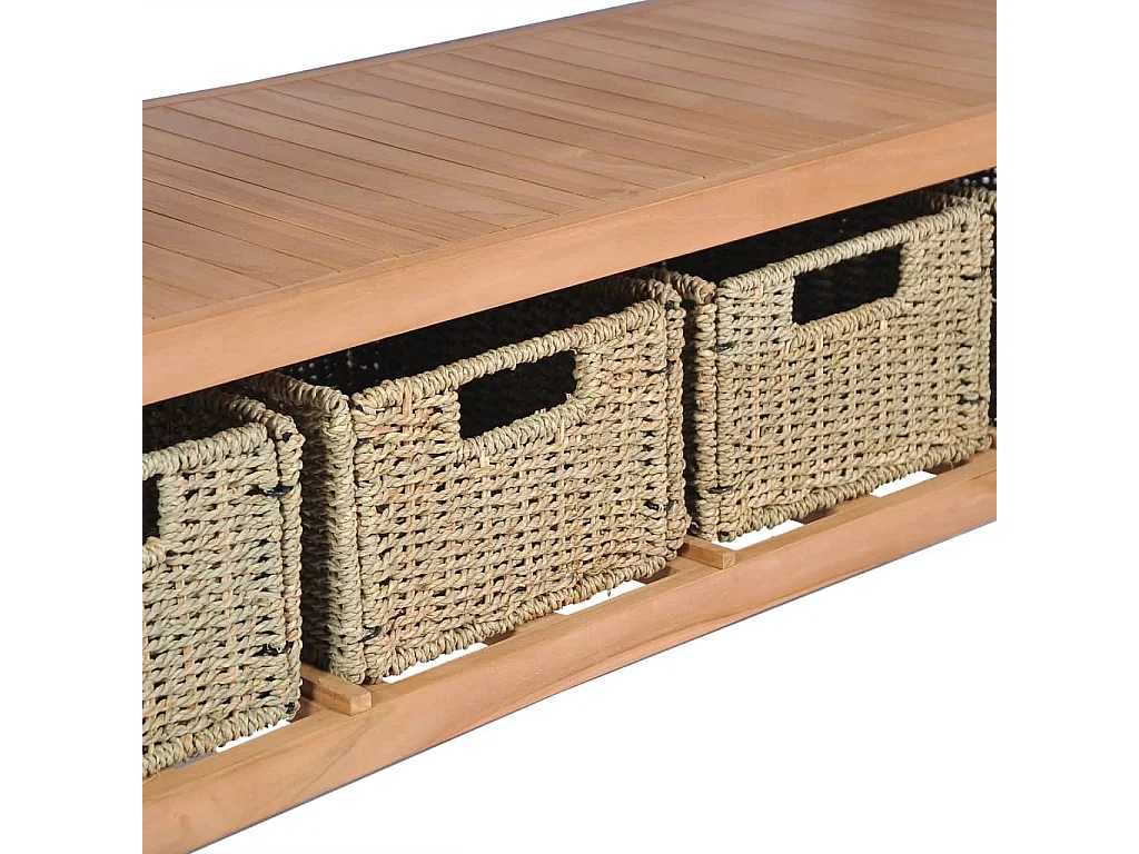 Móvel lavatório c/ 4 cestos casa banho teca maciça 132x45x75 cm