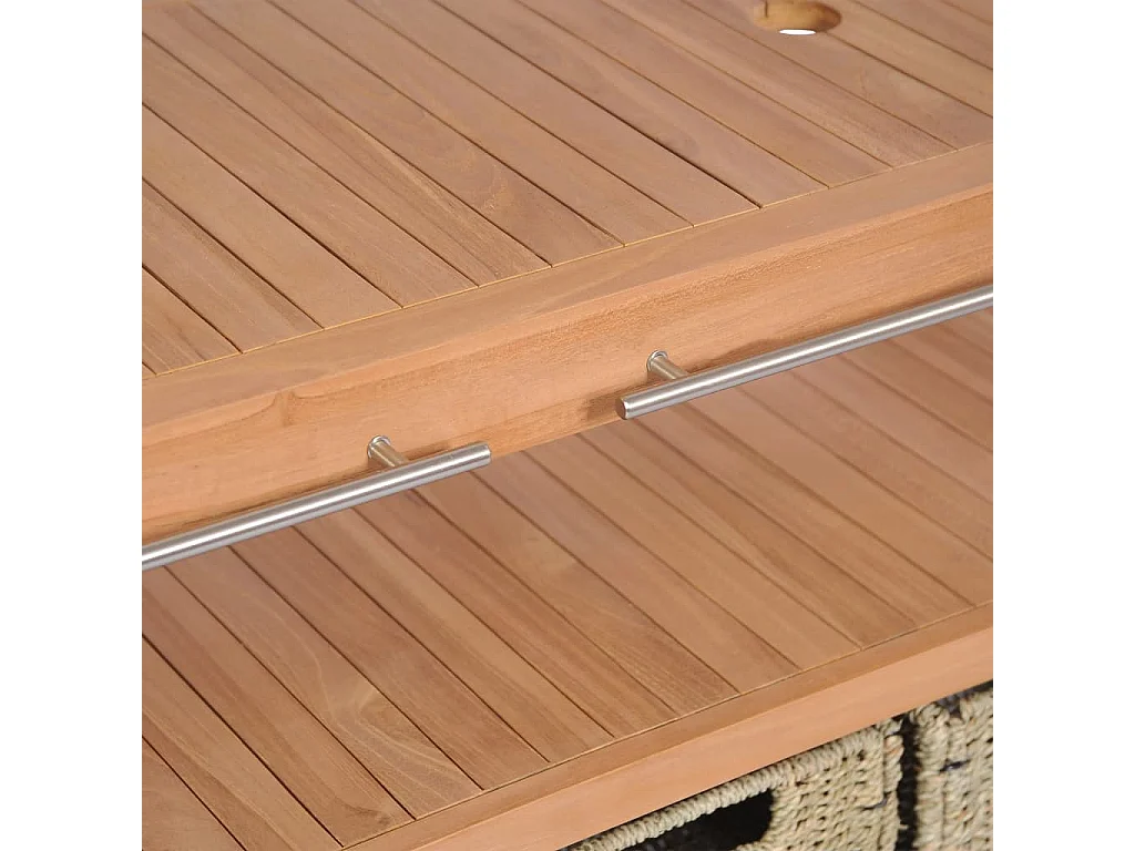 Móvel lavatório c/ 4 cestos casa banho teca maciça 132x45x75 cm