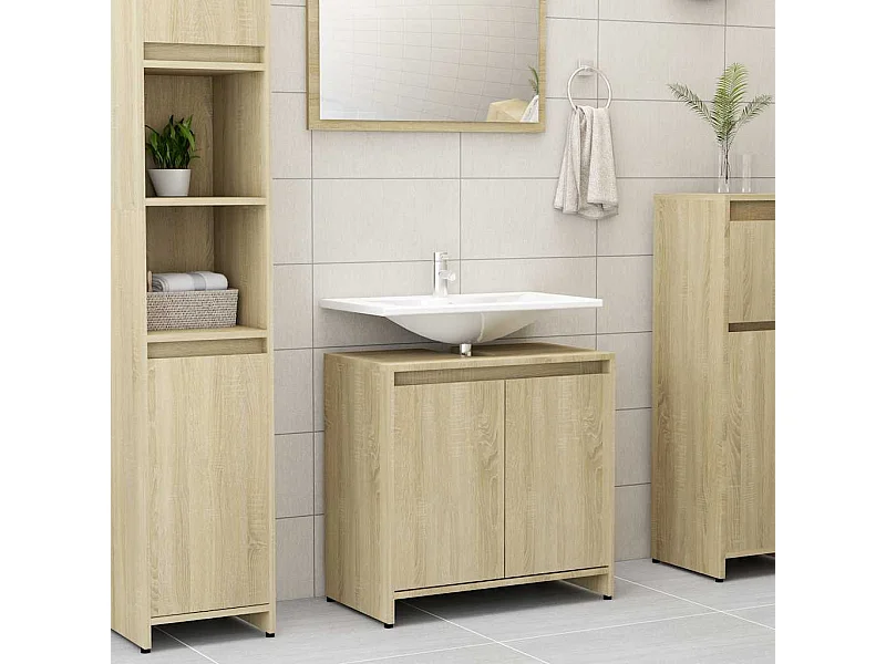 Armoire de salle de bain Chêne sonoma Bois d'ingénierie