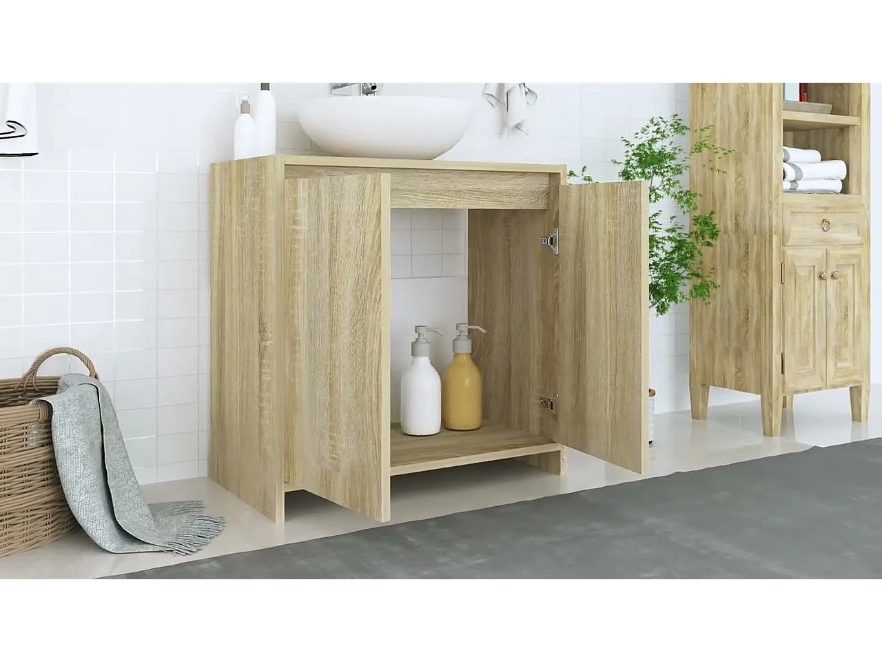 Badezimmerschrank Sonoma-Eiche 60x33x61 cm Holzwerkstoff