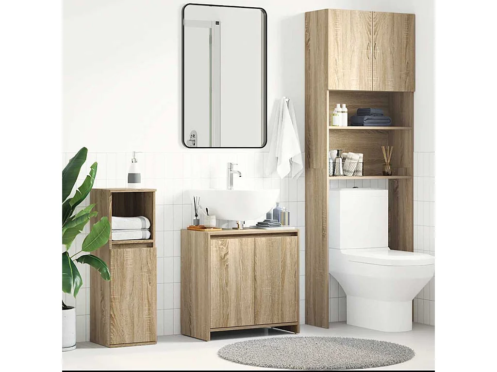 Badkamerkast 60x33x61 cm bewerkt hout sonoma eikenkleurig