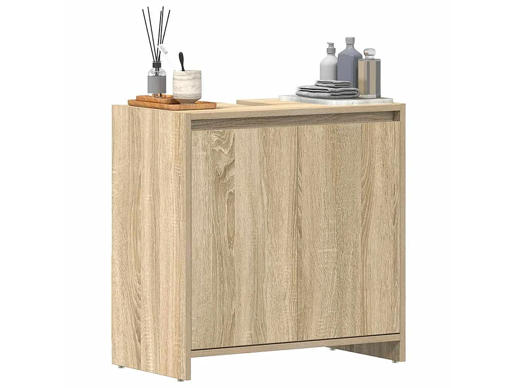Badkamerkast 60x33x61 cm bewerkt hout sonoma eikenkleurig