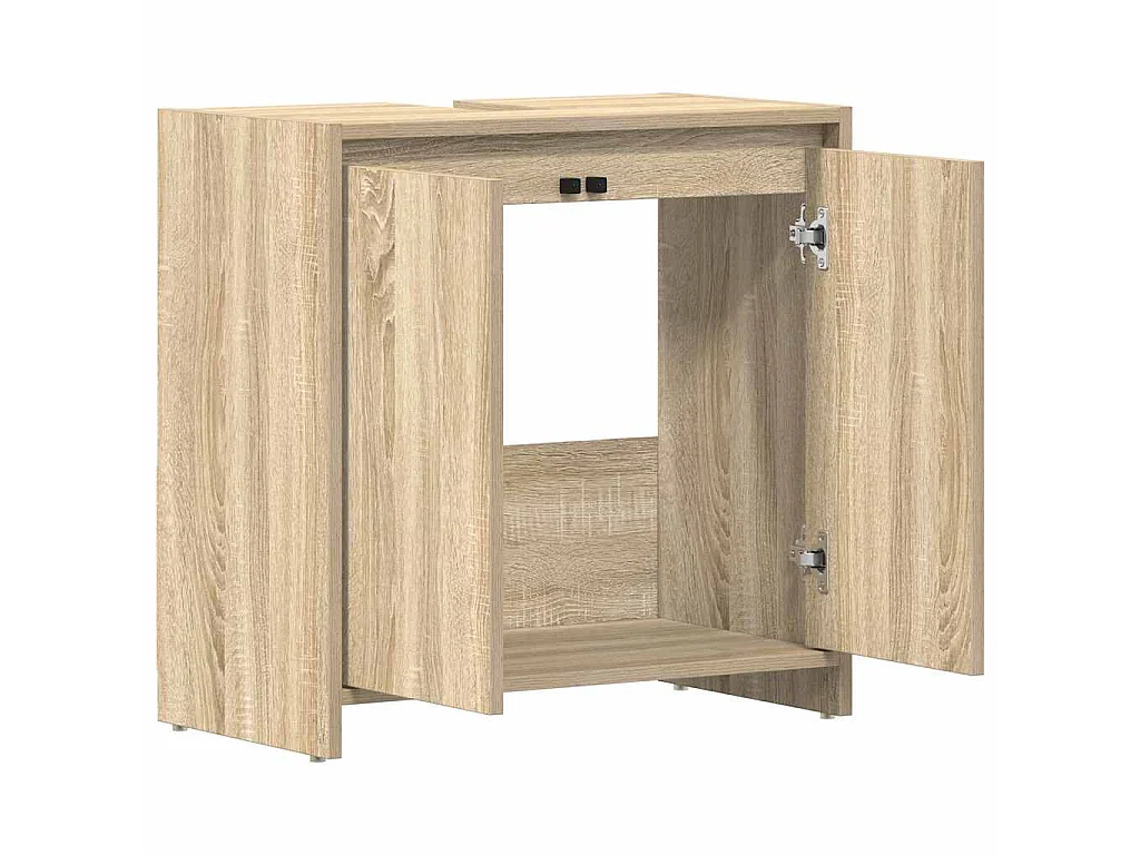 Badkamerkast 60x33x61 cm bewerkt hout sonoma eikenkleurig
